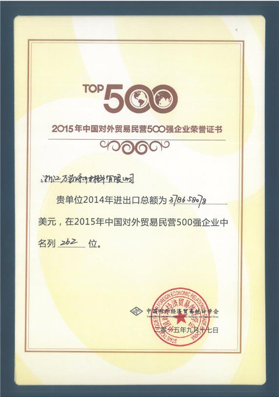 2015年中國(guó)對(duì)外貿(mào)易民營(yíng)500強(qiáng)