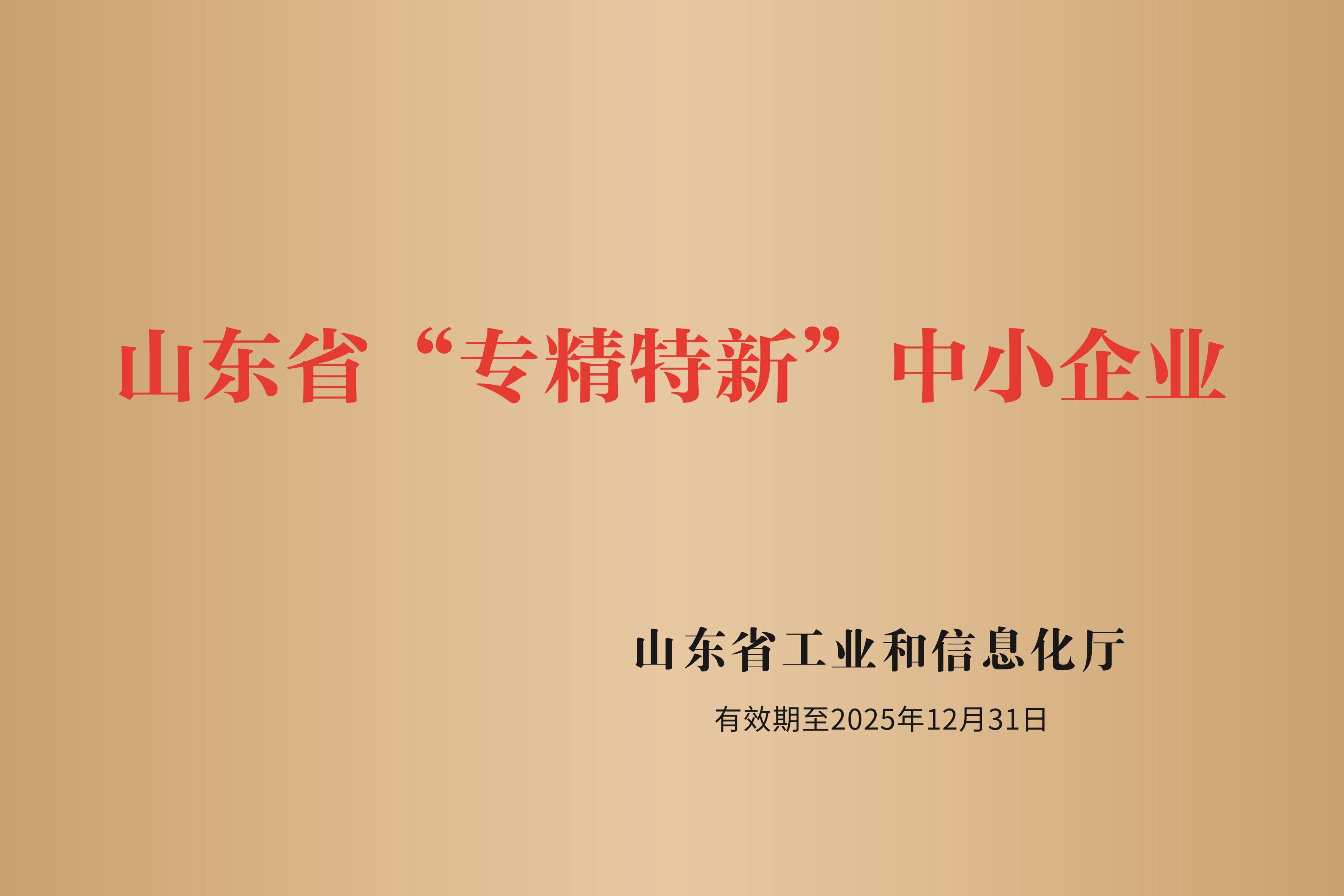 山東省專(zhuān)精特新中小企業(yè)